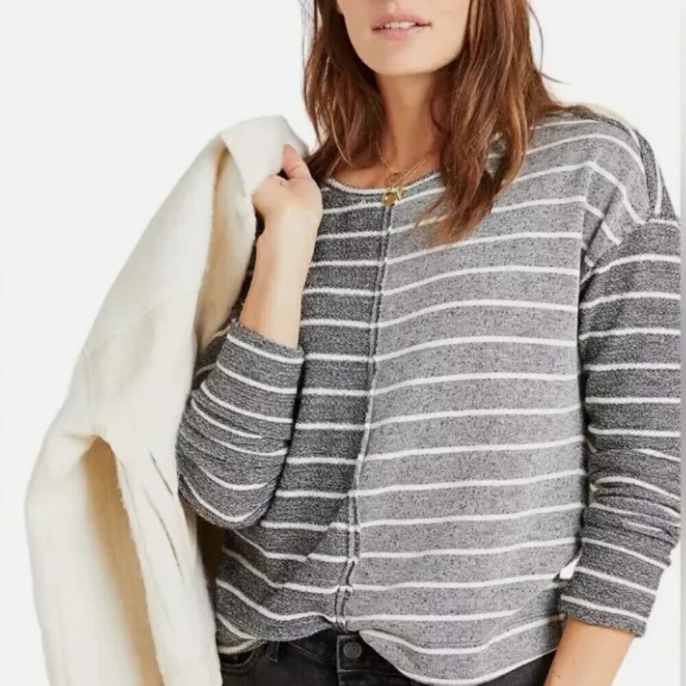 Anthropology Two Tone Grey Striped Devin Long Sleeve Top